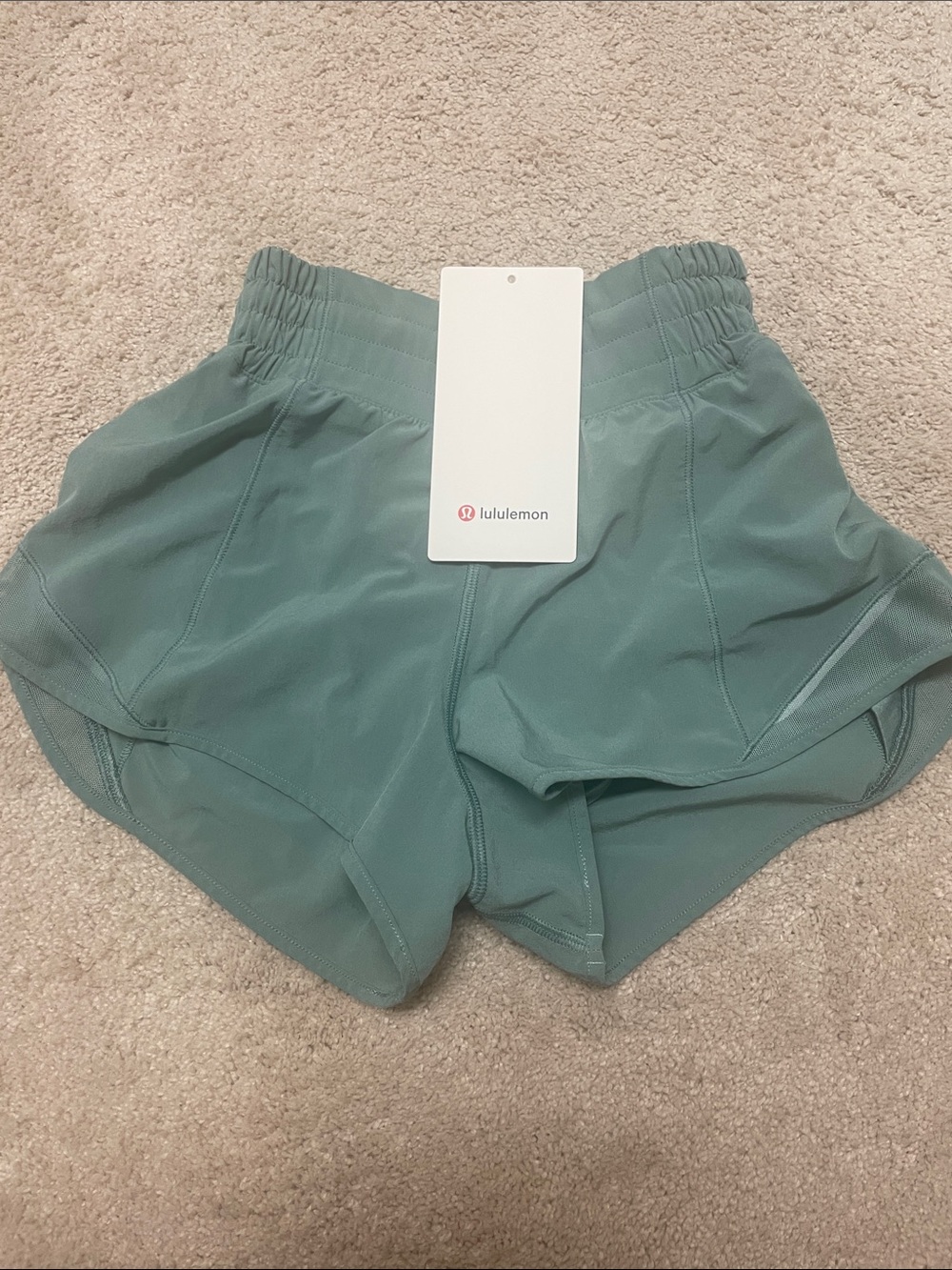 lululemon athletica sage green running shorts